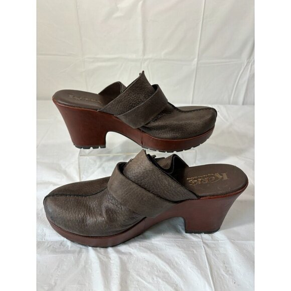 Kork Ease Sagano  Brown Leather Block Heel Clog Mule Shoes Boho - Picture 4 of 16